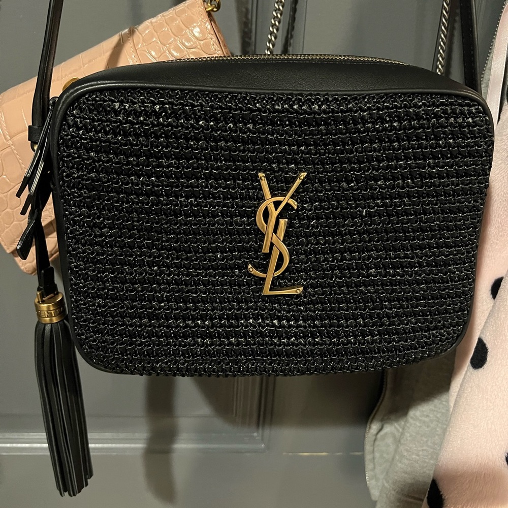 SAINT LAURENT BAG IN RAFFIA AND LEATHER